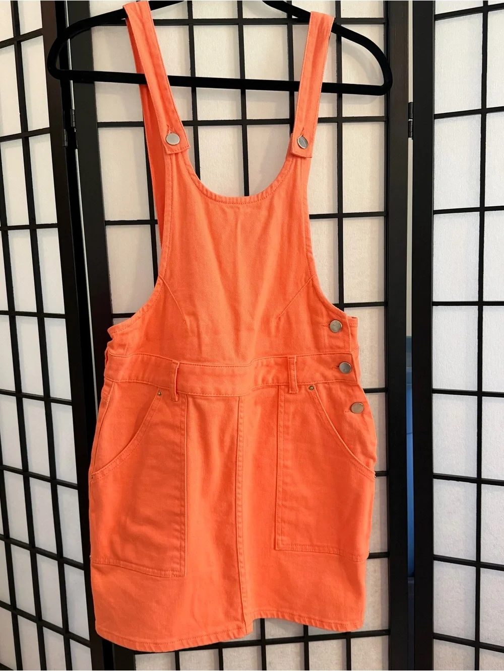 Urban Outfitters Coral-Orange Pinafore Overall Dress